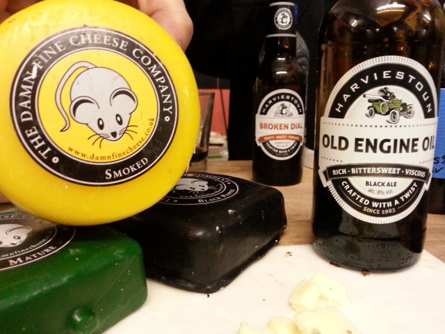 Harviestoun Old Engine Oil with The Damn Fine Cheese Company's Cheddar Cheese Beer