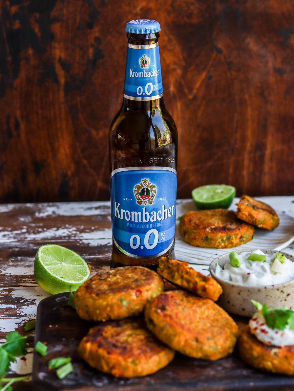Krombacher 0.0% with fish cakes Krombacher 0.0% with fish cakes