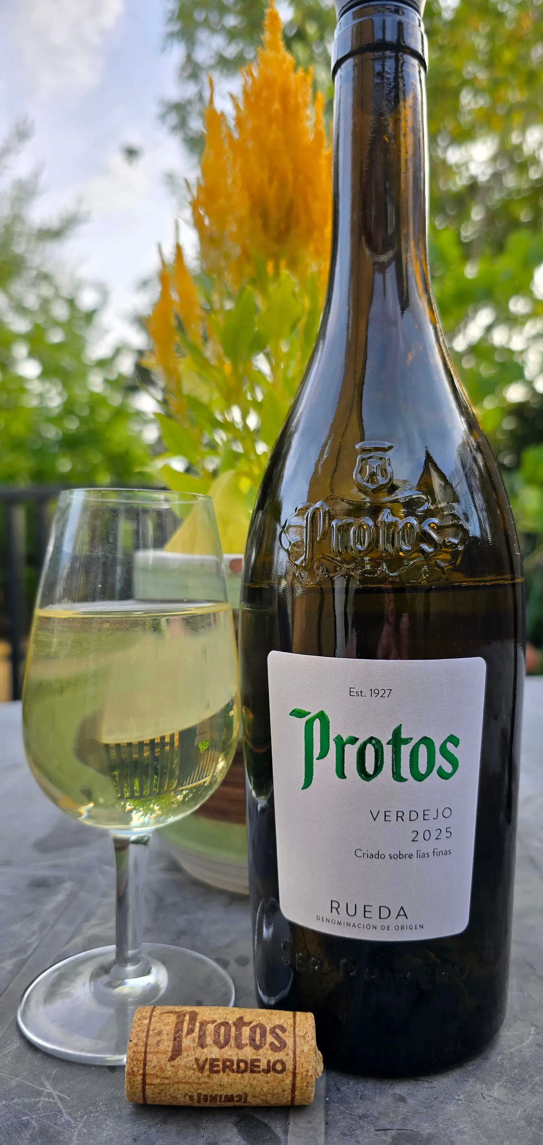Protos Verdejo 2025 Enjoying a bottle of Protos Rueda Verdejo 2025 in the garden!